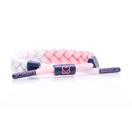 Rastaclat Braided Bracelet for Men and Women - Uplift Pink/White/Navy Bracelet | Adjustable Stackable & Braided by Hand (Small/Medium)