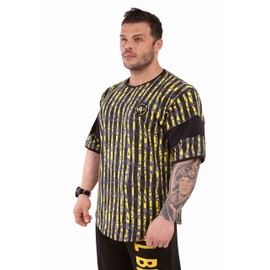 Men's T-Shirt Oversize | Bodybuilding and Fitness Workout Rag Top, Cotton Active Wear Shirt (Yellow, S)