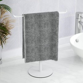 Towel Rack T-Shape Hand Holder for Bathroom,Headband and Lightweight Bathroom Racks,Kitchen Black Holder,Stainless Steel Waterproof Counter Organizer - Color: white