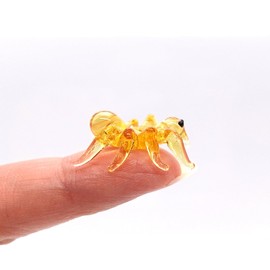 Sansukjai Spider Tiny Micro Figurines Hand Blown Glass Art Animals Collectible Gift Home Décor (Yellow)