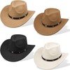 TESIN 4 Pcs Women Men Felt Wide Brim Western Cowboy