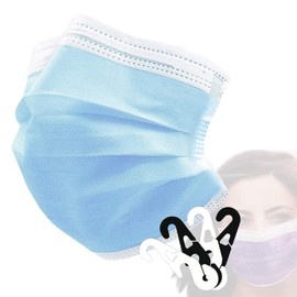 Ceybo ASTM Level 3 Disposable 4-Ply Face Mask - Made in USA Filtration Efficiency ≥ 98% For Travel, Offices, Business and Personal Care with Ear Savers (50 Pack, Light Blue)