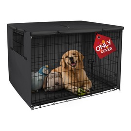 Explore Land Explore Land 42 inches Dog Crate Cover Heavy Duty Polyester Pet Kennel Sunshade Universal Fit for Wire Cage (Black)