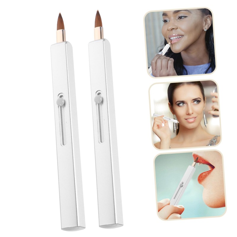 NOLITOY 2 Pack Retractable Lip Brush Precision Lipstick Applicator for