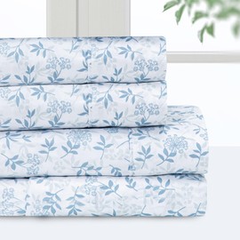 Pointehaven Bedding Full Bed Sheet Set- 4 Pieces Bedding- 100% Polyester Microfiber- Super Soft Easy Care Bed Linen Set - Breathable, Deep Pockets, Extra Soft (Full Floral Vine)