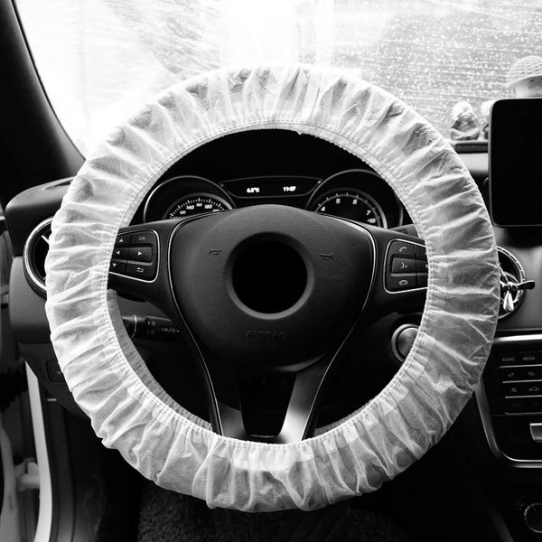 Disposable Steering Wheel Cover Universal Used for Car Maintenance Waterproof Anti-dirty Dustproof Covers Elasticated Fit Vehicle Protection Transparent Seat (white)