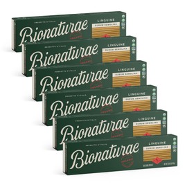Bionaturae Linguine Pasta Noodles - Durum Semolina Pasta, Kosher, High Protein, Non-GMO, USDA Certified, Durum Semolina Linguine, Linguine Pasta Organic, Crafted in Italy - 16 Oz, 6 Pack