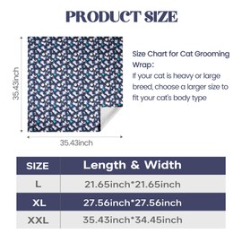 Poochies Sprouts - Envoltura para gatos para cortar uñas, retención de gatos para recortes de uñas (35.4 x 34.5 pulgadas), envoltura para gatos adultos, envoltura de burrito de gato se puede aplicar a