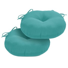 HOMELYSIAN Round Outdoor Chair Cushions, Tufted Bistro Chair Cushions with Ties, Thickened Round Seat Cushion for Patio Furniture, 2 Pack, 15x15 Inch, Teal