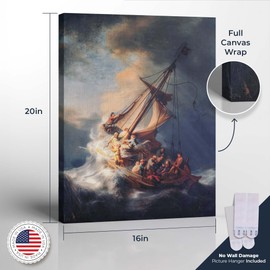 Storm On The Sea of Galilee by Rembrandt, Rembrant Fine Art Prints, Ready To Hang for Living Room Home Wall Art, C2464-16x20