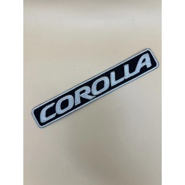 Set of Two (2) Corolla Embroidered Patches 1”x5.5” Toyota Silver Black
