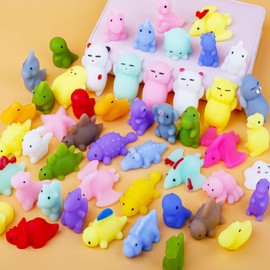 Mini Squishy Pack, Soft Mochi Squishy Toys, 50 Pack Moji Fidget Toys, Mini Kawaii Animal Squishies Party Bags Filler Stress Relief Toy for Children Adults Christmas Birthday Gift