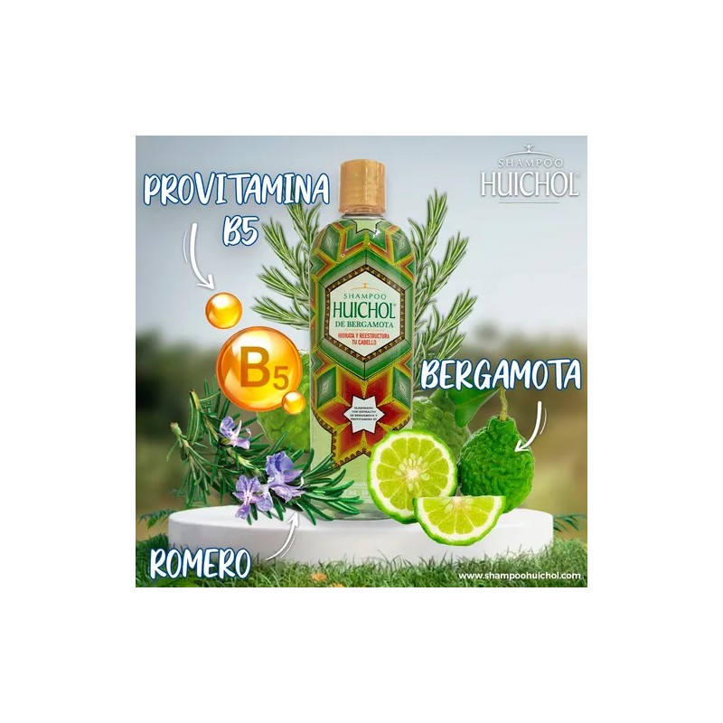 Shampoo Huichol Bergamota 400 ml Crecimiento y Anti Frizz