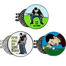 Golf Ball Marker Set, Golf Cap Clip, 31mm Humorous Design Collection, 3-Pack