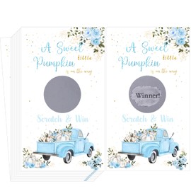 60 Pack Fall Pumpkin Baby Shower Scratch Off Cards A Little Sweet Pumpkin is On The Way Baby Shower Games Fall Autumn Theme Party Scratch Off Cards Baby Shower Party Supplies (Blue)