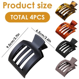 Ptenzor 4 Pcs Flat Hair Clips for Women, Square Matte Claw Clips for Thick & Thin Hair, Strong Hold Non-Slip Hair Claws, French Barrettes for Daily Styling