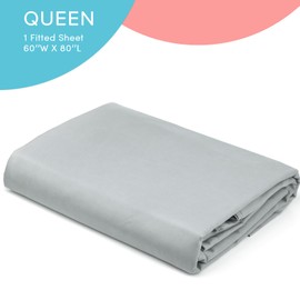 Comfort Spaces Coolmax Moisture Wicking Fitted Sheet ONLY Super Soft, Fade Resistant, All Elastic Deep Pocket Fits Up to 16" Mattress - Warm Weather Cooling Sheets for Night Sweats, Queen, Grey