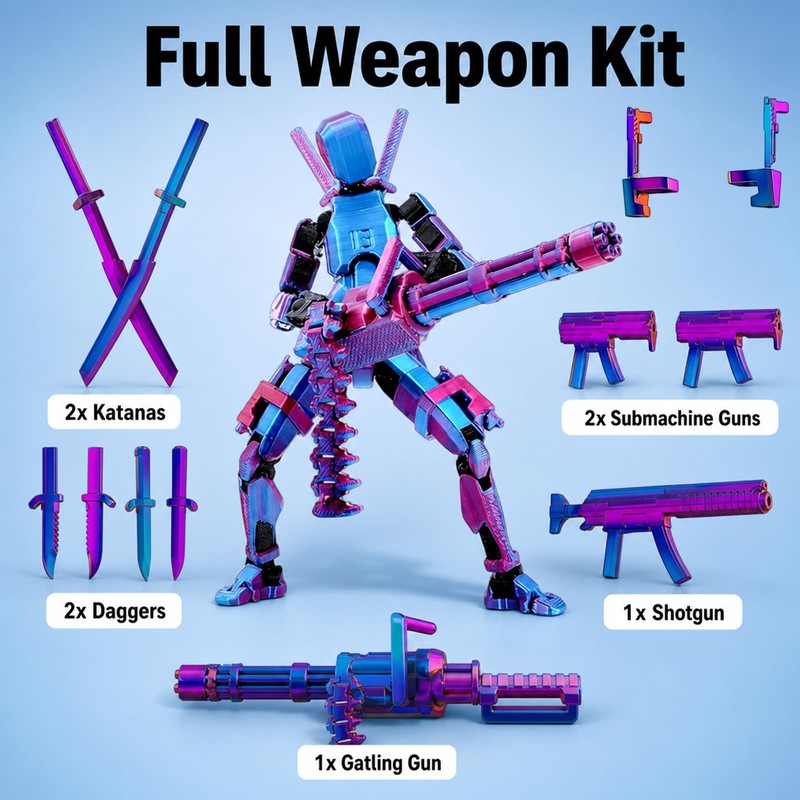 JaiZvt 1-Piece T13 Action Figure, 3D Printed Poseable Dummy 13