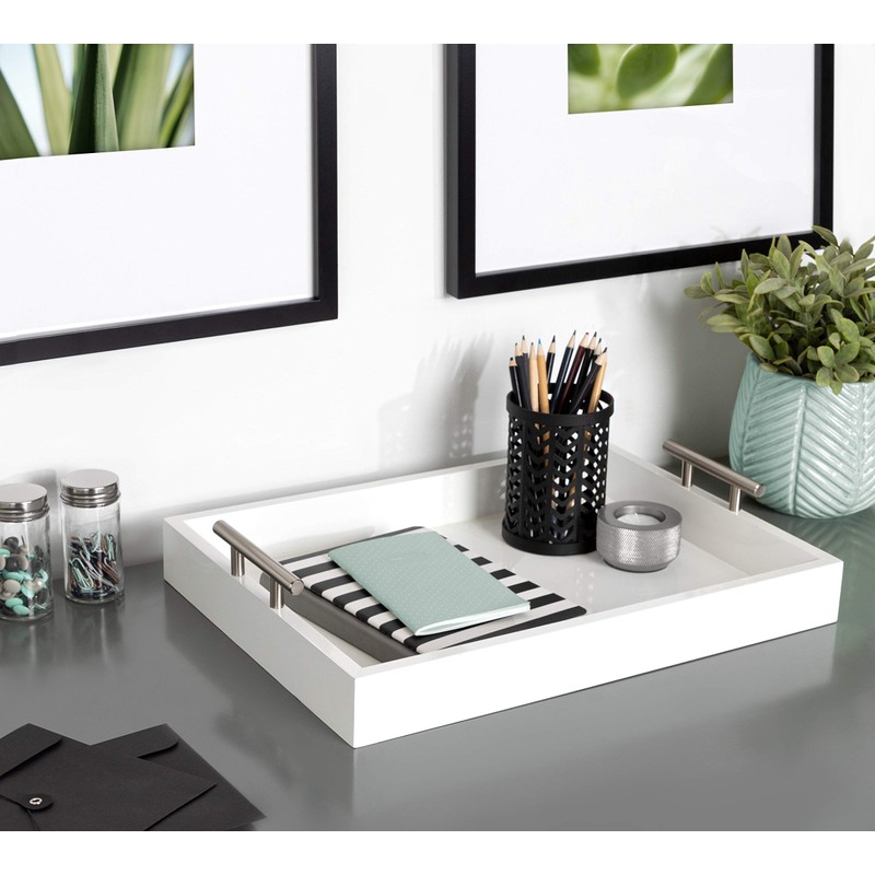 Kate and Laurel Lipton Modern Rectangular Tray, 16.5 x 12.25,