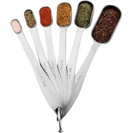 LOKIPA Heavy Duty Stainless Steel Metal Measuring Spoons for Dry or Liquid, Fits in Spice Jar, Set of 6