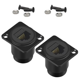 Poyiccot RJ45 Panel Mount Connector, 2-Pack RJ45 Pass Though Connector, Ethernet Cat6 Female to Female Coupler LAN Network Bulkhead Extension Socket for CAT6/CAT5E/CAT5 Extension