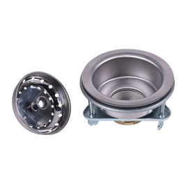 Dearborn Brass Dearborn 3BN, SS Body & Basket, Triangular Threaded Flange, Three Thumbscrews for Easy Installation, W/Brass Nuts Sink Basket Strainer, Stainless Steel