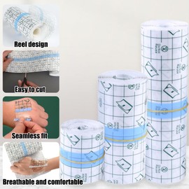 Set of 3 Rolls Waterproof Bandage, Waterproof Transparent Bandage, Tape Second Skin Tattoo, High Elasticity, Strong Adhesion, Stretchy, Protective Bandage for Healing Skin Wounds, Protect Tattoo