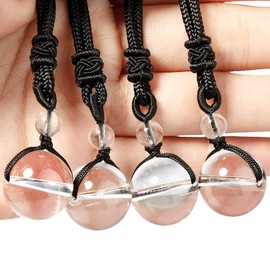 mookaitedecor 2 Pieces Happy Blessing Chakra Beads Polished Stone Necklaces with Pendant for Unisex, Healing Crystals Stone Pendant with Chain Adjustable, Obsidian Crystal Nylon, Pearl