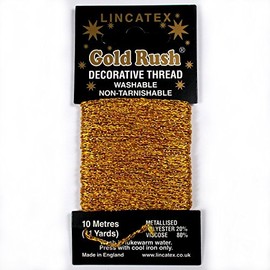 Gold Rush Metallic Decorative Glitter Embroidery Thread - 10 Metre Card (Gold)