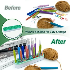 SGIBYN Silicone Crochet Hooks Holder, Crochet Hooks Organizer, Makeup Brushes Organizer, Silicone Pen Holder, Crochet Stuff Storage, Crochet Gifts