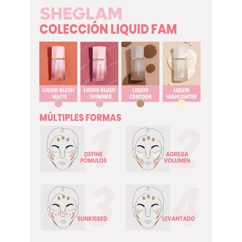 Rubor Sheglam liquid blush Color Bloom líquido tono cutie pie