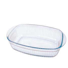 CGNWEEPS 3.2QT Deep Glass Baking Dish,10.5×7×3.35 inches Rectangular Glass Baking Pan, Borosilicate Glass, Vertical Stripe Baking Dish for Oven