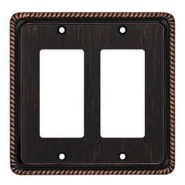 Rope Edge Decorative Wall Plate Switch Plate Outlet Cover (Double Decorator, Aged Bronze)