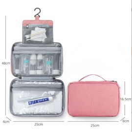 Tianle Hanging Travel Toiletry Bag,Waterproof Folding Cosmetic Bag,Portable Multifunctional Cosmetic Organiser for Men and Women (Pink)