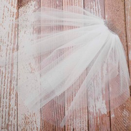 Unsutuo 2 Tiers Bride Wedding Veil Bachelorette Party Veil Short Fingertip Bridal Tulle Veil with Comb for Women and Girls (Ivory)