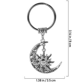 Ipetboom 2Pcs Vintage Sun and Moon Keychains Metal Key Rings Unique Bag Hanging Accessories Decorative Key Holder for Wallets Handbags
