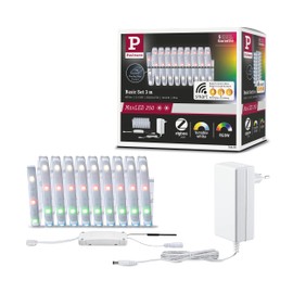 Paulmann 78866 LED Stripe MaxLED 250 Basic Set Smart Home Zigbee 3 m IP44 15W 600lm 30LEDs/m RGBW+ 36VA Dimmable Silver Plastic