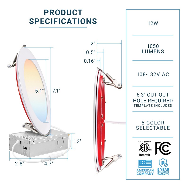 PARMIDA (6 Pack) 6 Inch 2HR Fire Rated LED Recessed