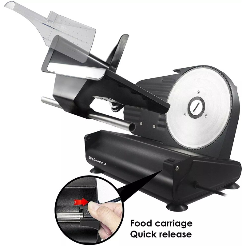 Elite Gourmet EMT-625B Precision Electric Deli Food Meat Slicer Removable