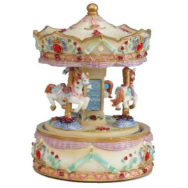 Musicbox Kingdom Karussell beige mit rotem Stein, Maße: Ø10,8x16,5 cm, Spieluhr, Unisex, Musikschachtel, Spieluhr, Music Box