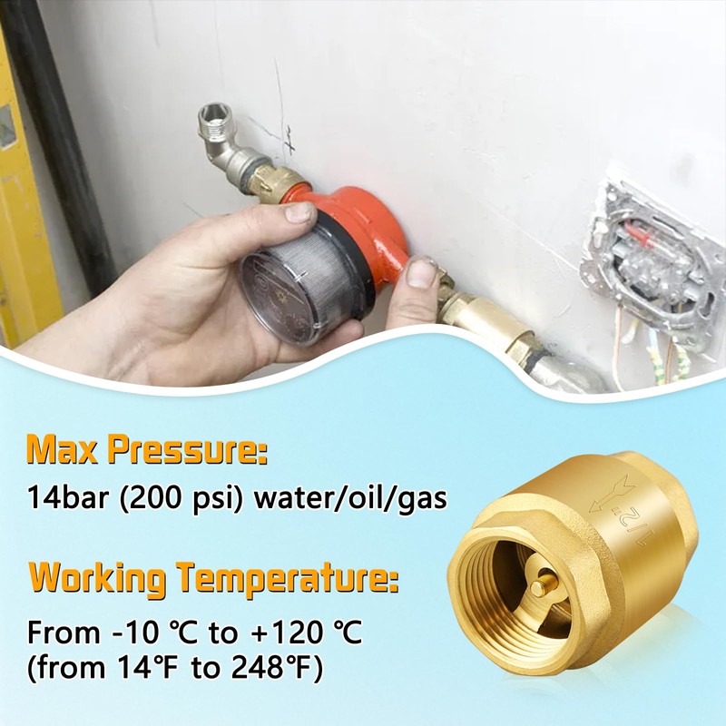 Boltigen Solid Brass Spring Check Valve, 1-1/2 Inch NPT Female