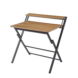 Ball & Cast Folding Computer Desk Foldable Laptop Table 2 Tiers, 32 x 1.5 x 40.25 inch (Wx D x H, Natural Wood