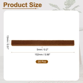 uxcell Felt Strips with Adhesive Backing, 20 Pcs 1/2" x 6" x 0.2" Anti Scratch Furniture Felt Tapes Self-Stick Pads for Protecting Hardwood Floor, Brown