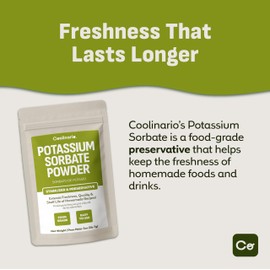 Coolinario Potassium Sorbate (2 Oz) Food Grade Preservative for Wine Stabilization, Homemade Jams, Baked Goods, Cheese Making & Dried Snacks | Extends Freshness & Shelf Life | Easy to Use