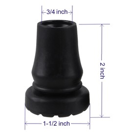 Rangerfive 2 Pack Cane Tips 3/4 Inch Crutches Accessories Replacement Rubber Tips for 3/4" Walking Stick