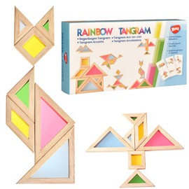 BOHS Translucent Tangram with Activity Cards - 1 Inch Thickness - Preschool Gift Pattern Block -Light Table Puzzle/Window Toys