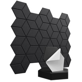 Sanfylikus Hexagon Acoustic Wall Panels 12 Pack, 12" X 10" High Density Sound Proof Foam Panels For Walls,Decorative Felt Wall Tiles For Home,Office,Studio Or School (Black)