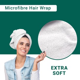 EXTRA SOFT MICROFIBRE HAIR WRAP – DRIES HAIR QUICKER - Reduces Damage Caused by Blow Drying