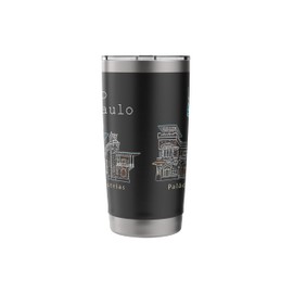 Sao Paulo, Hand drawing Palace of Industry, Brazil Stainless Steel Insulated Tumbler