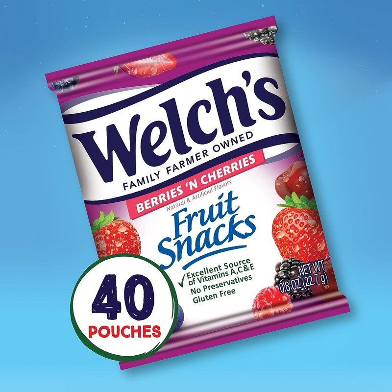 Welch's Fruit Snacks, Berries 'n Cherries, 0.8 oz (Pack of